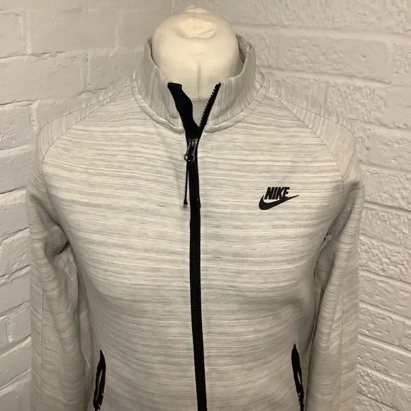 Nike Full Zip Sweatshirt - Size S - Beige Fleck - P2P 21” - Picture 2 of 6